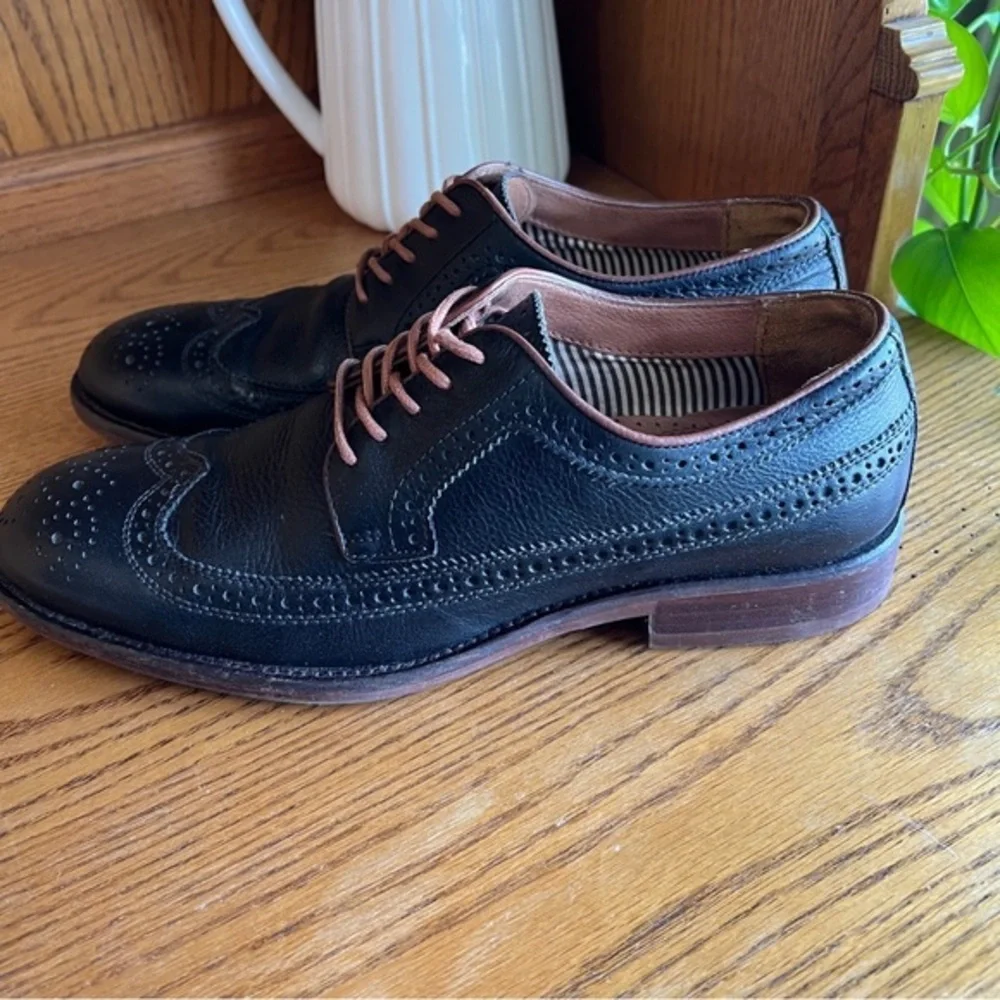 Johnston‎ & Murphy J&M 1850 Men's Black Leather Wingtip Oxfords 10M